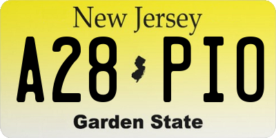 NJ license plate A28PIO