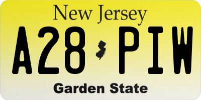 NJ license plate A28PIW