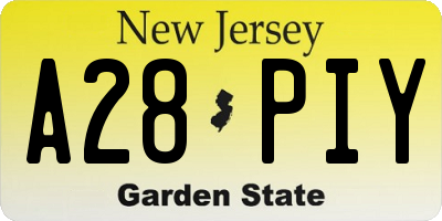 NJ license plate A28PIY