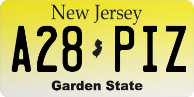 NJ license plate A28PIZ