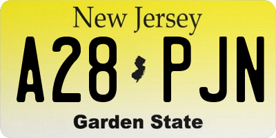 NJ license plate A28PJN