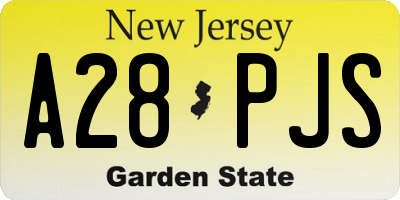 NJ license plate A28PJS