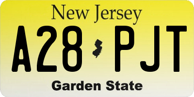 NJ license plate A28PJT