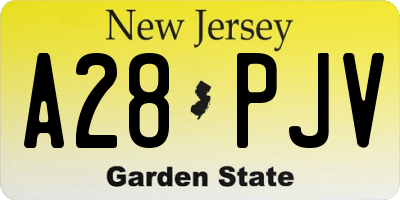 NJ license plate A28PJV