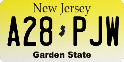 NJ license plate A28PJW