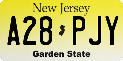 NJ license plate A28PJY