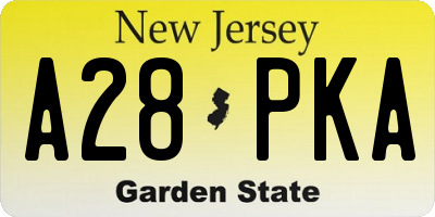 NJ license plate A28PKA