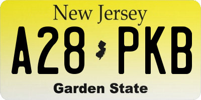 NJ license plate A28PKB