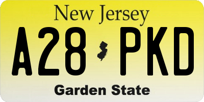 NJ license plate A28PKD