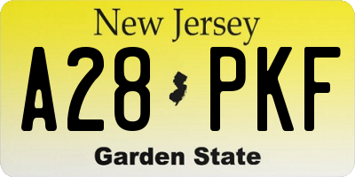NJ license plate A28PKF