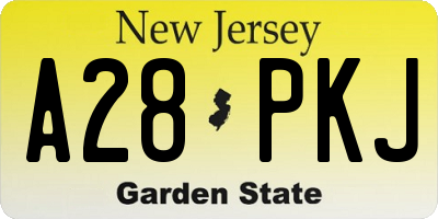 NJ license plate A28PKJ