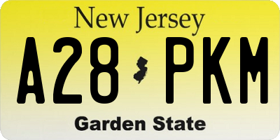 NJ license plate A28PKM