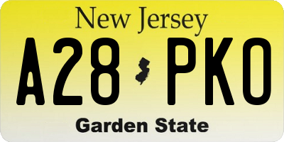 NJ license plate A28PKO