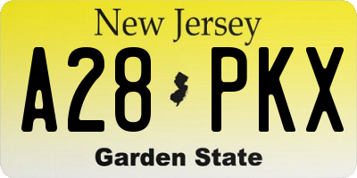 NJ license plate A28PKX