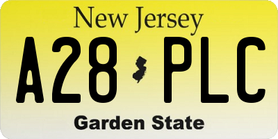 NJ license plate A28PLC