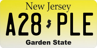 NJ license plate A28PLE