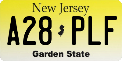 NJ license plate A28PLF