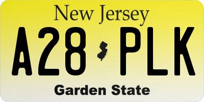 NJ license plate A28PLK