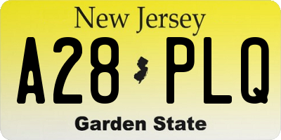 NJ license plate A28PLQ