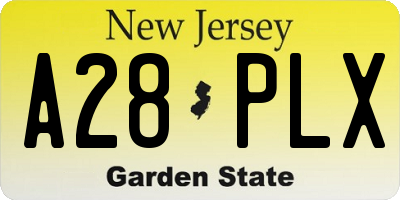 NJ license plate A28PLX