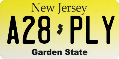 NJ license plate A28PLY
