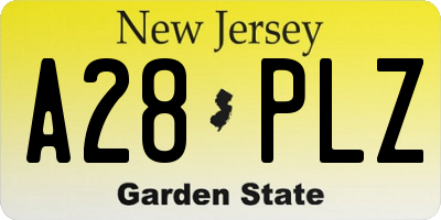 NJ license plate A28PLZ