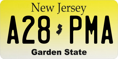 NJ license plate A28PMA
