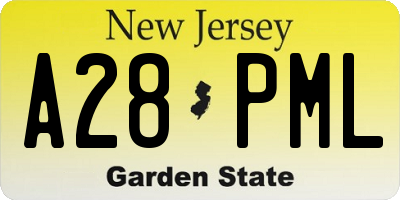 NJ license plate A28PML