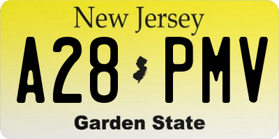 NJ license plate A28PMV