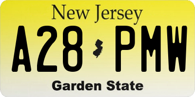 NJ license plate A28PMW