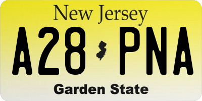 NJ license plate A28PNA