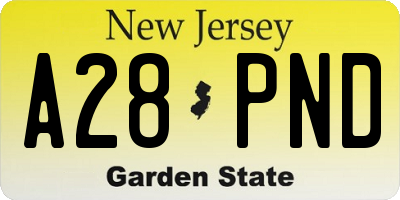 NJ license plate A28PND