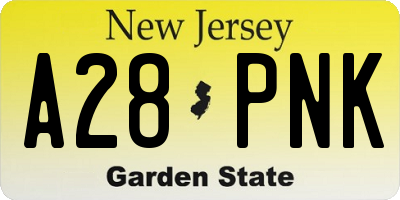 NJ license plate A28PNK