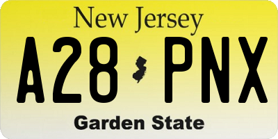 NJ license plate A28PNX