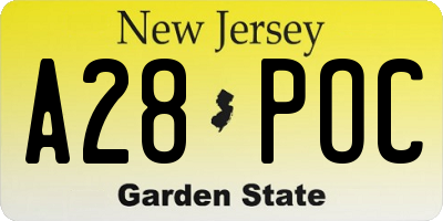 NJ license plate A28POC