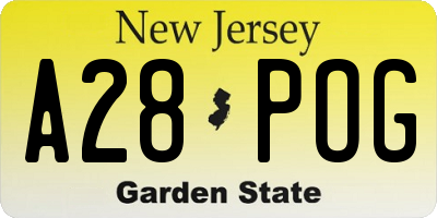 NJ license plate A28POG