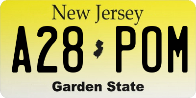 NJ license plate A28POM