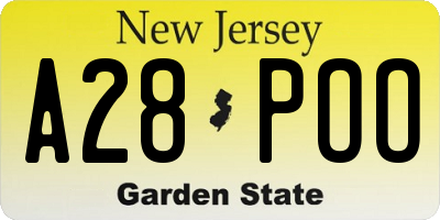 NJ license plate A28POO