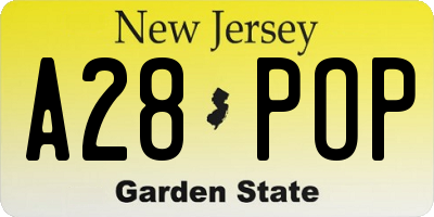 NJ license plate A28POP