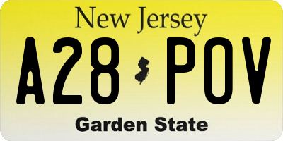 NJ license plate A28POV