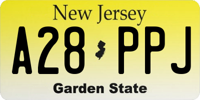 NJ license plate A28PPJ