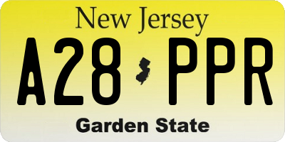 NJ license plate A28PPR