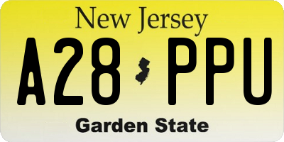 NJ license plate A28PPU