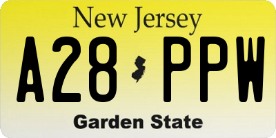 NJ license plate A28PPW