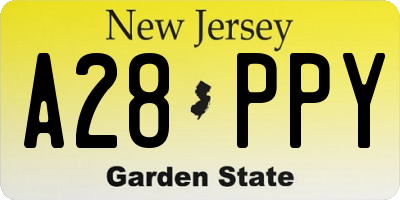 NJ license plate A28PPY