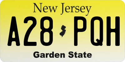 NJ license plate A28PQH