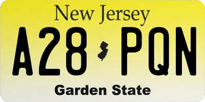 NJ license plate A28PQN