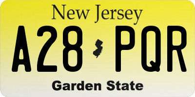 NJ license plate A28PQR