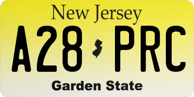 NJ license plate A28PRC
