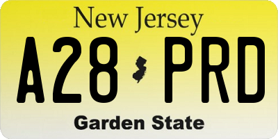 NJ license plate A28PRD